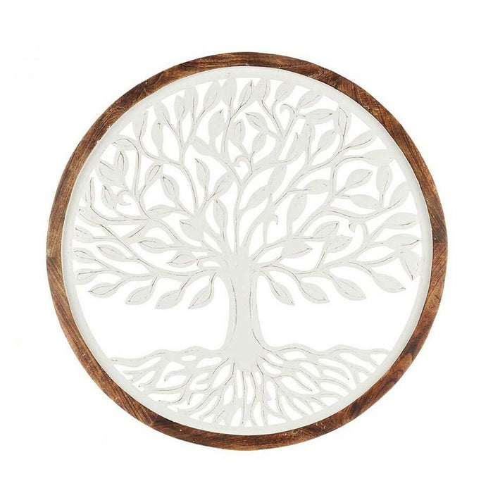 Wall Decoration White Brown Mango wood Tree of Life 65 x 65 x 3 cm