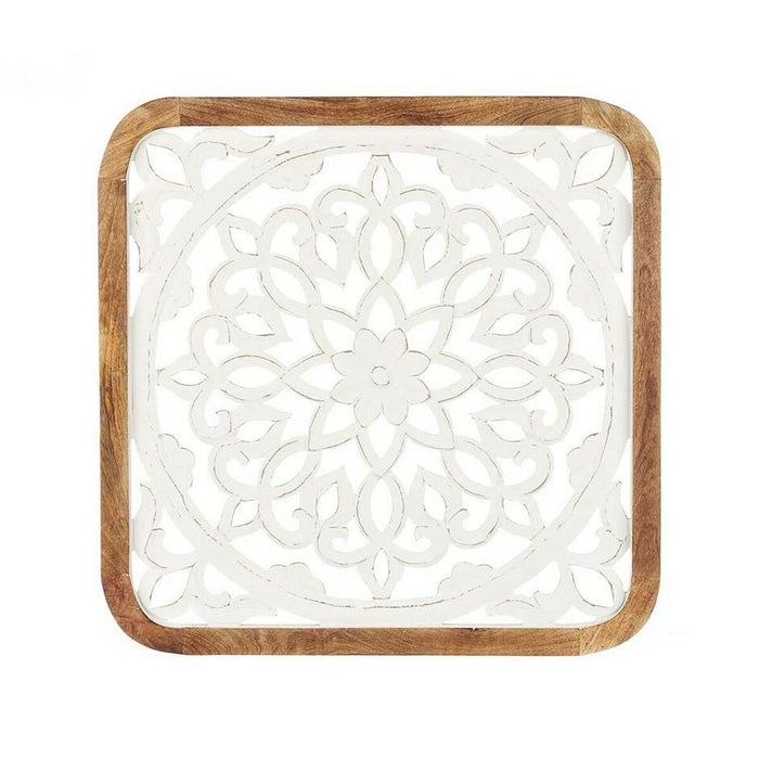 Wall Decoration White Brown Mango wood Mandala 90 x 90 x 3 cm