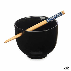 Bowl Black Bamboo 24 x 10,7 x 13,3 cm Toothpicks asiatico/oriental (12 Units)