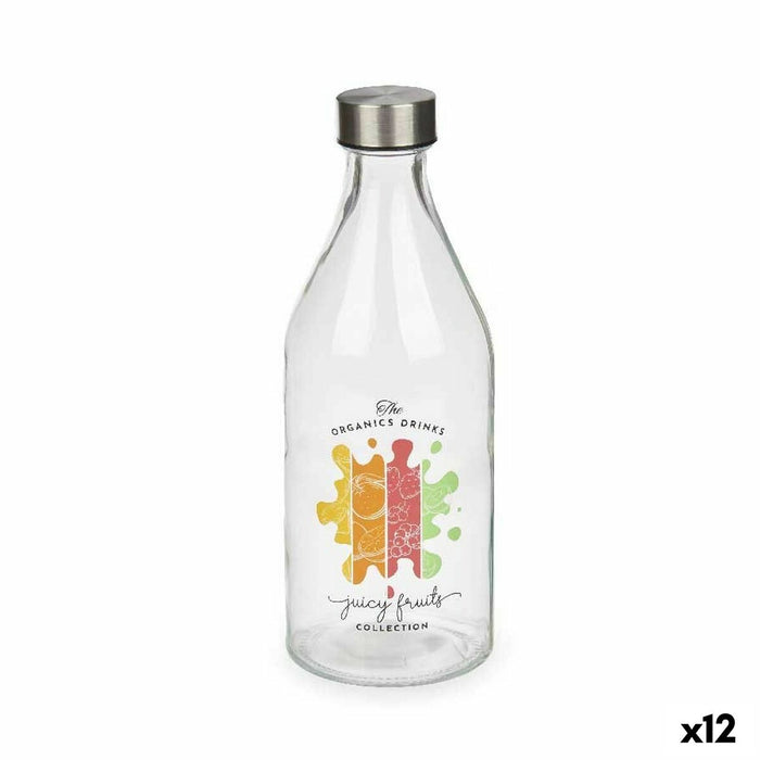 Bottle Vivalto Juicy Fruits Transparent Silver Glass Steel 1 L (12 Units)