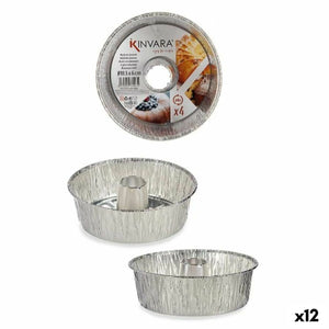 Set of Cake Tins Silver Aluminium 19,5 x 19,5 x 6 cm 4 Pieces (12 Units)