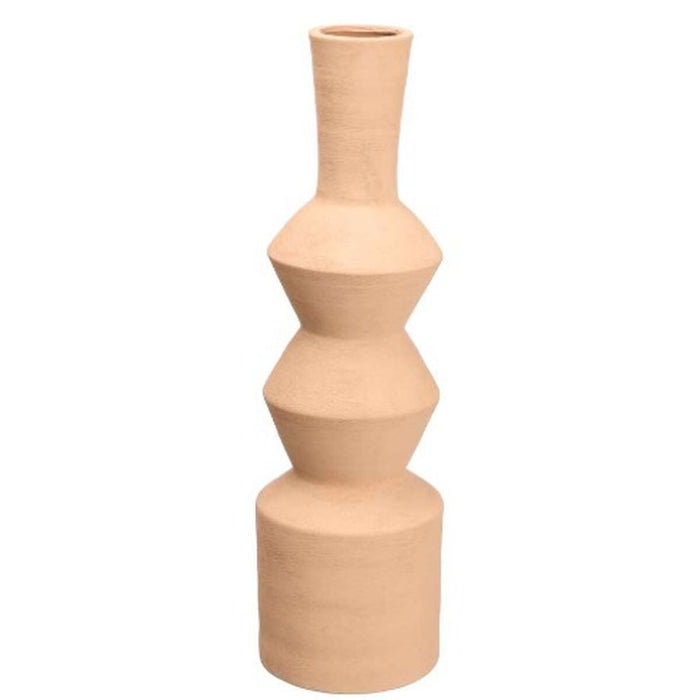 Vase Gift Decor Brown Ceramic Geometric 15 x 60 x 15 cm