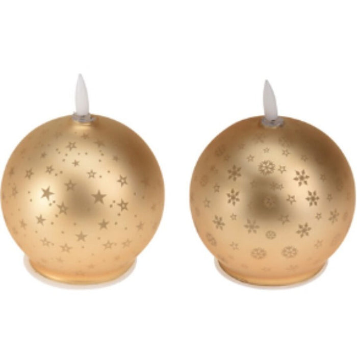 LED Candle Lifetime Golden Christmas Bauble (AAA)