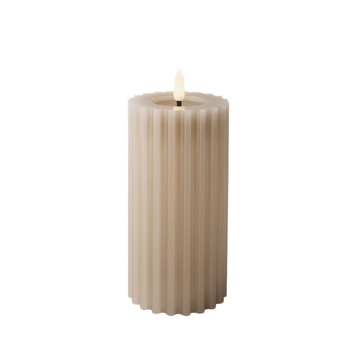 LED Candle Lumineo Beige Ø 7,5 x 17,3 cm With relief (AAA)