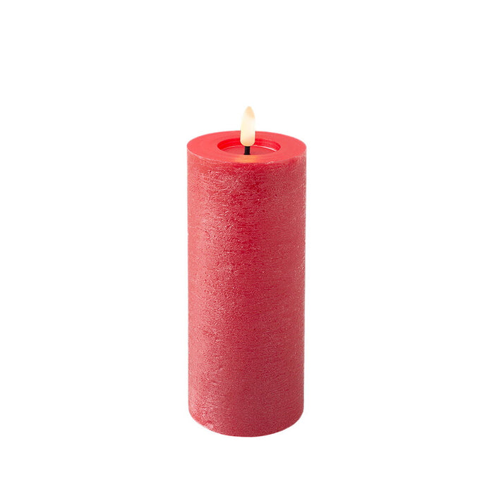 LED Candle Lumineo Red Ø 7 x 19 cm Rustic (AAA)