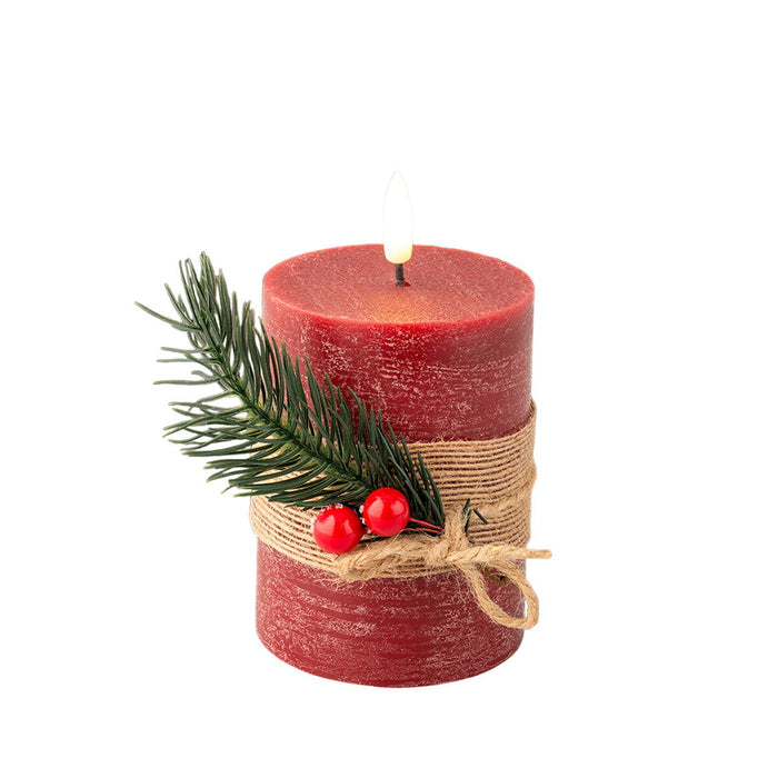 LED Candle Lumineo Red ø 7,5 x 13 cm Rustic (AA)