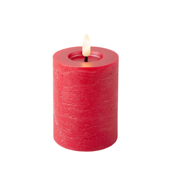 LED Candle Lumineo Red Ø 7 x 11,2 cm Rustic (AAA)