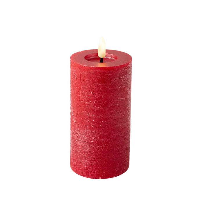 LED Candle Lumineo Red Ø 7 x 15 cm Rustic (AAA)