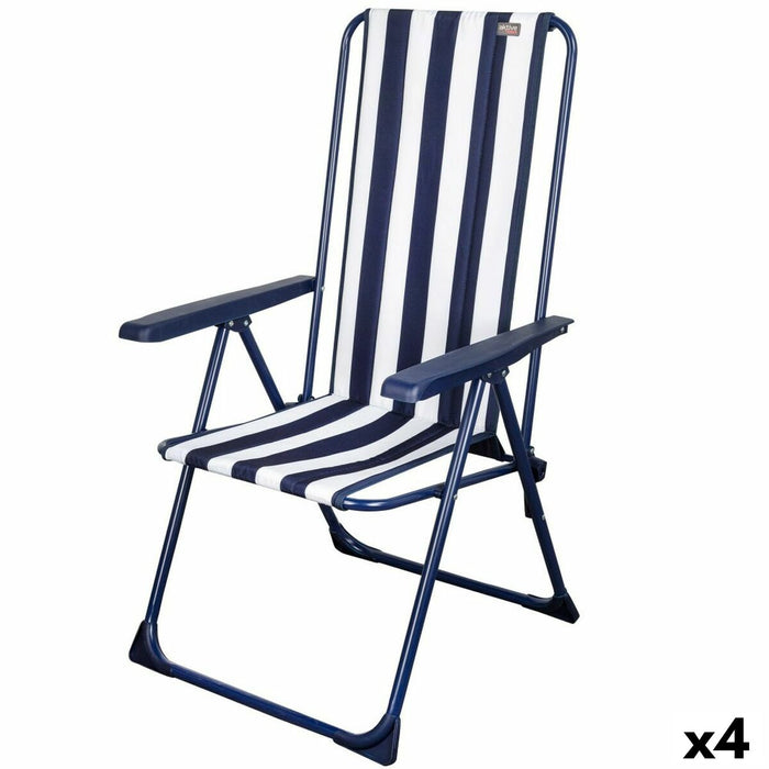 Folding Chair Aktive Striped White Navy Blue 46 x 101 x 59 cm (4 Units)