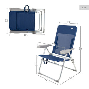 Beach Chair Aktive Navy Blue 47 x 94 x 60 cm (4 Units)
