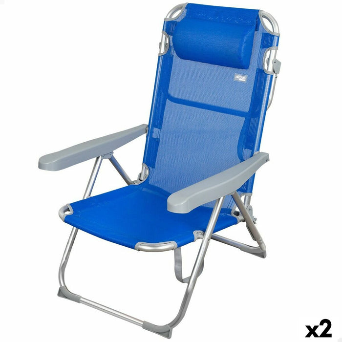 Beach Chair Aktive Foldable Blue 48 x 90 x 60 cm (2 Units)