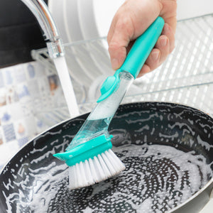 Scourer Brush with Handle and Soap Dispenser Cleasy InnovaGoods Green Plastic (Refurbished B)