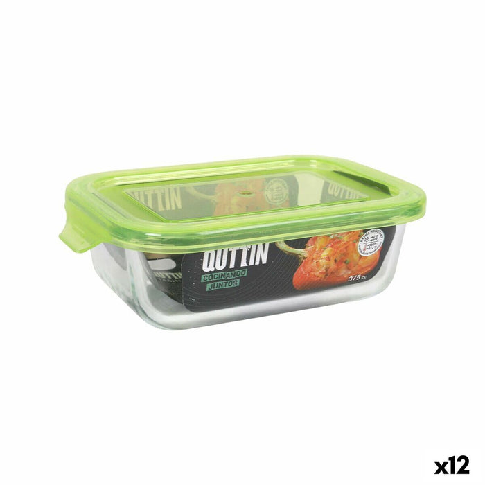 Lunch box Quttin Green Rectangular 375 ml 17 x 11 x 5 cm (12 Units)