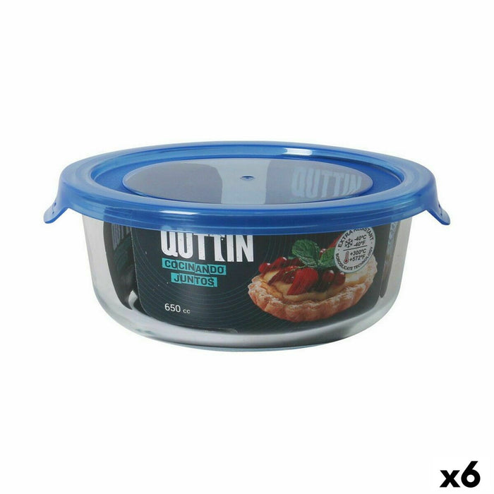 Hermetic Lunch Box Quttin Blue Transparent 650 ml (6 Units)