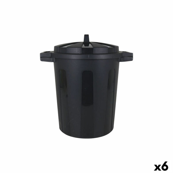 Dustbin with Wheels Dem Black 25 L (6 Units)