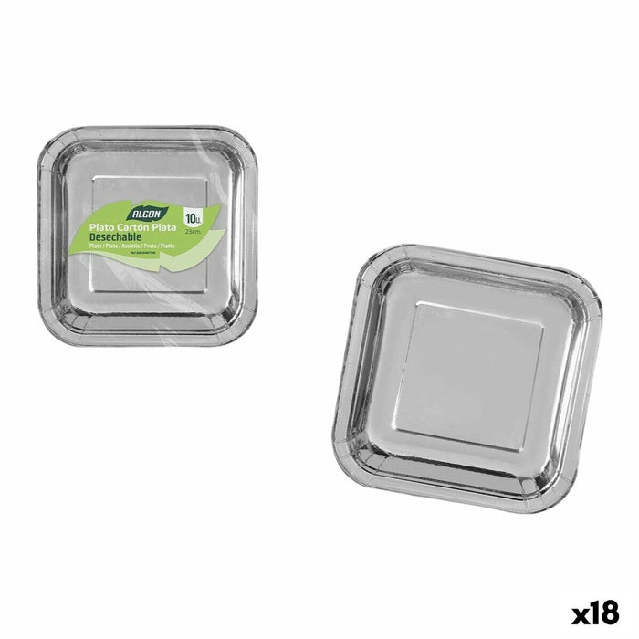 Plate set Algon Silver 23 cm 10 Pieces (18 Units)
