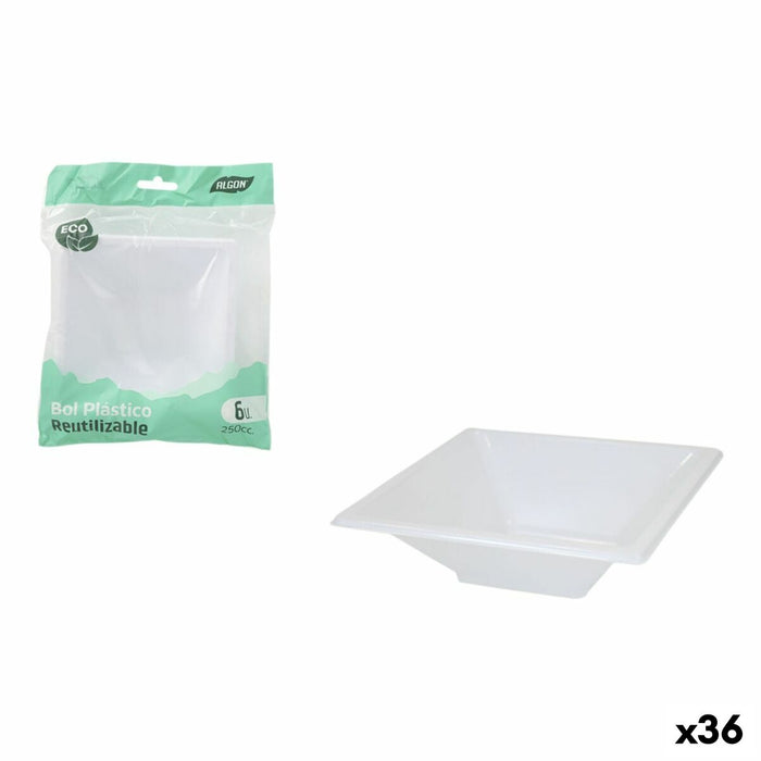 Appetizer Set Algon Plastic 250 ml 12 x 12 x 2 cm 6 Pieces (36 Units)