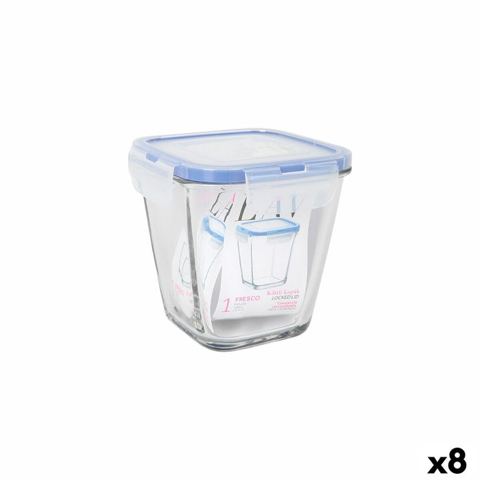 Hermetic Lunch Box LAV Blue Transparent 700 ml (8 Units)