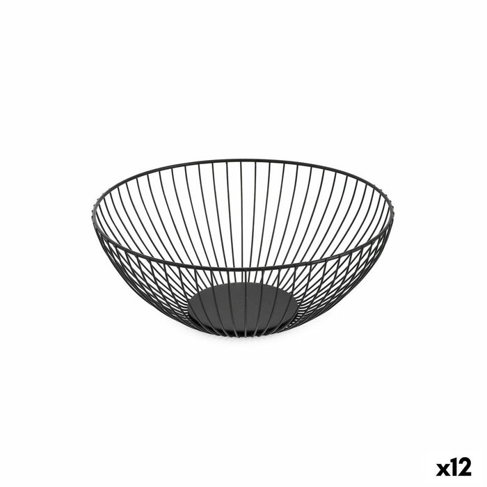 Fruit Bowl Confortime Black Metal 24,5 x 24,5 x 10 cm (12 Units)