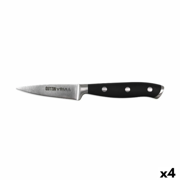 Peeler Knife Quttin Bull Black Silver Stainless steel 9 cm (4 Units)