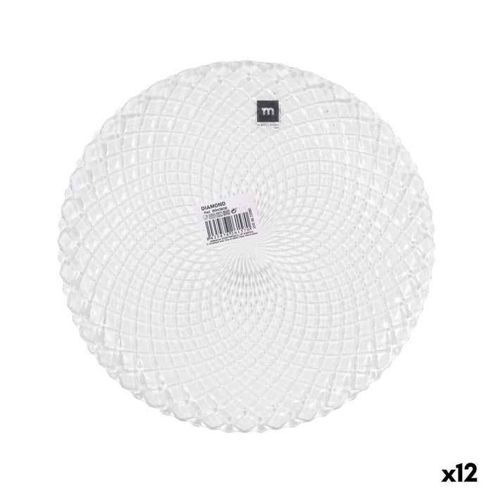 Serving Platter La Mediterránea Diamond Transparent Glass Circular Ø 31 cm (12 Units)
