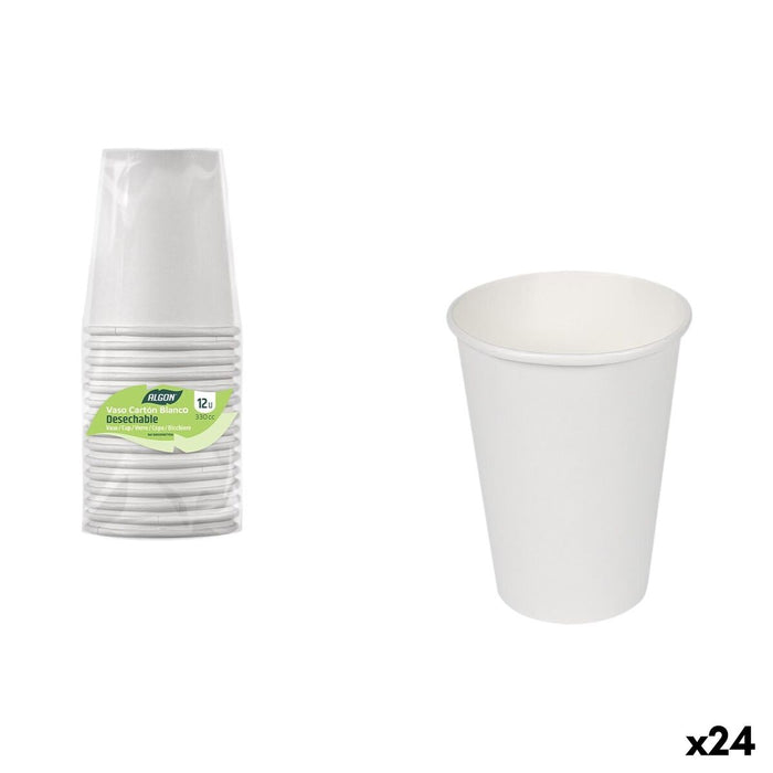 Set of glasses Algon White Cardboard 330 ml 12 Pieces (24 Units)