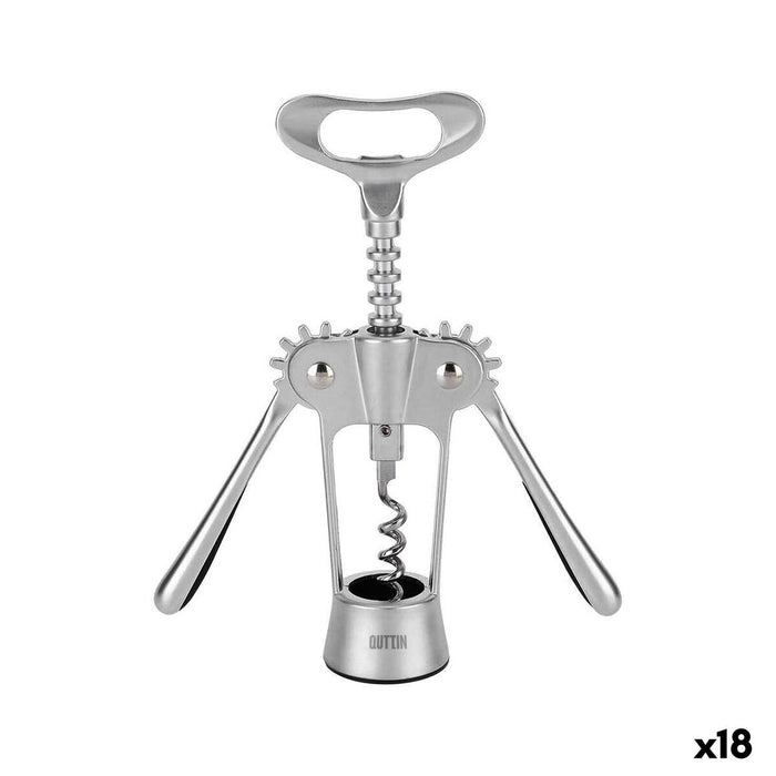 Bottle Opener with Corkscrew Quttin 18 x 7 x 4 cm Silver (18 Units)