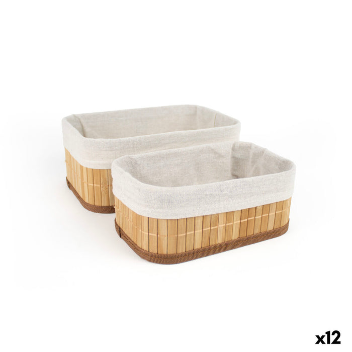 Basket set Confortime Brown Beige Bamboo 2 Pieces (12 Units)