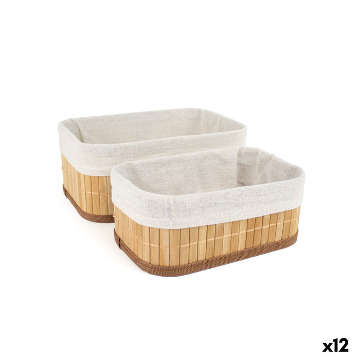 Basket set Confortime Brown Beige Bamboo 2 Pieces (12 Units)
