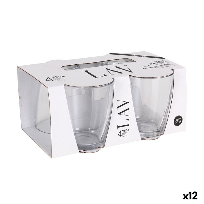 Set of glasses LAV VEGA Transparent Glass 340 ml 4 Pieces (12 Units)