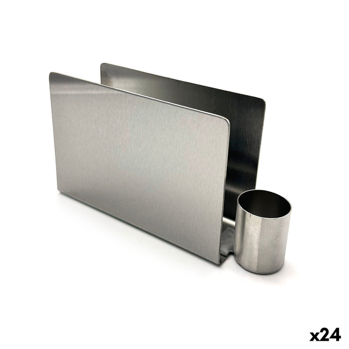 Napkin holder My Bar Silver Steel 16,2 x 4,5 x 9 cm (24 Units)