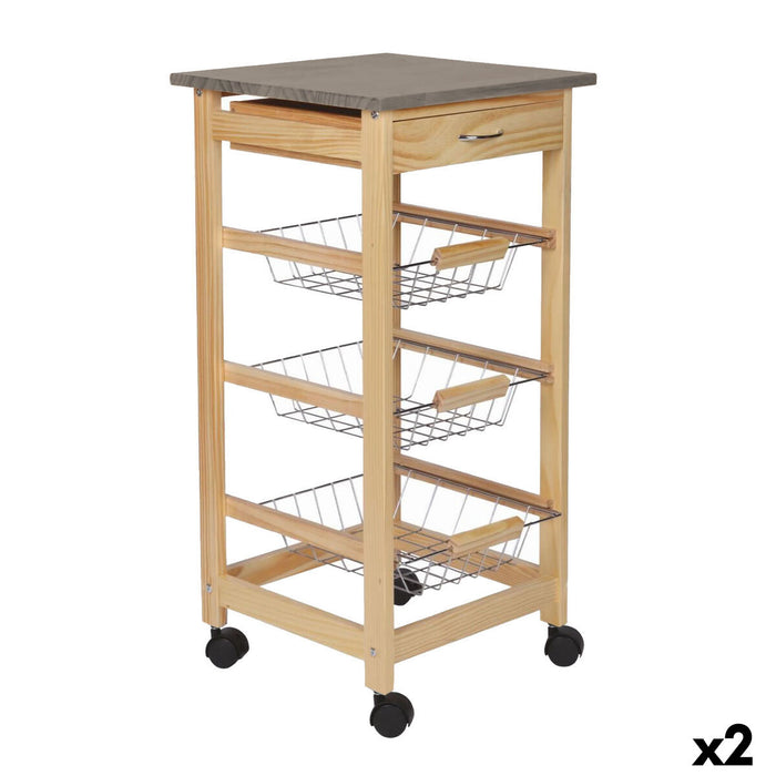 Vegetable trolley MobleKit Brown Grey Wood Metal 37 x 37 x 76 cm (2 Units)