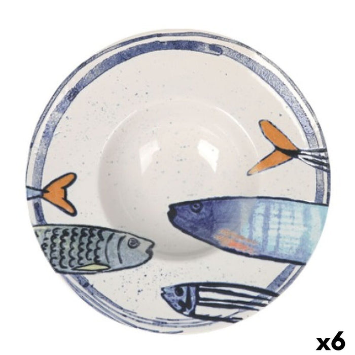 Pasta Dish La Mediterránea Peixe 2.0 Multicolour Ceramic Ø 28 cm (6 Units)