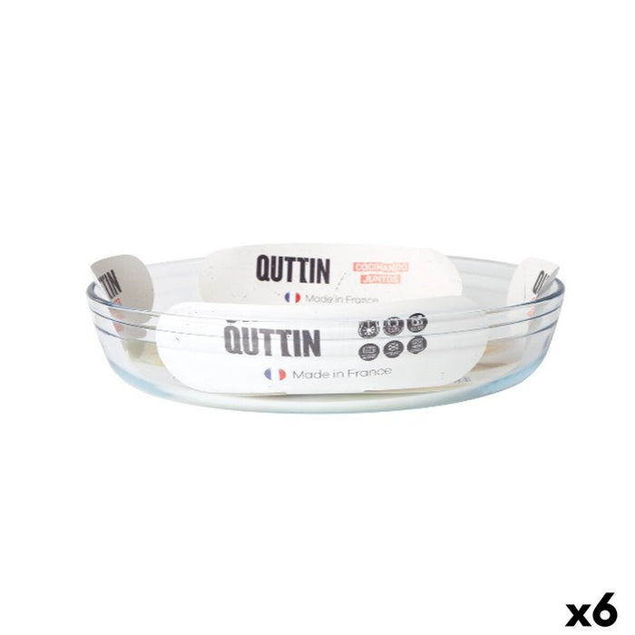 Serving Platter Quttin Quttin Transparent Glass Oval 2,2 L 30,1 x 20,9 x 6,3 cm (6 Units)