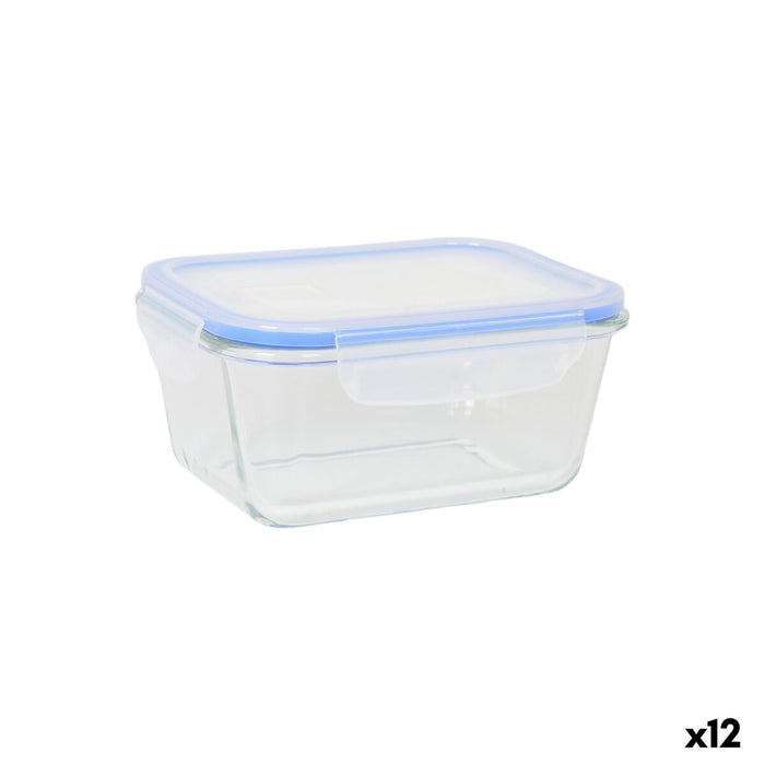 Lunch box Quttin Blue Transparent Rectangular 470 ml (12 Units)
