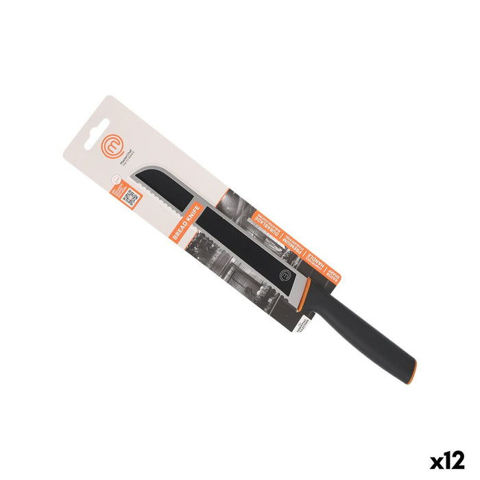 Bread Knife MasterChef Stainless steel 20 cm Black Silver (12 Units)