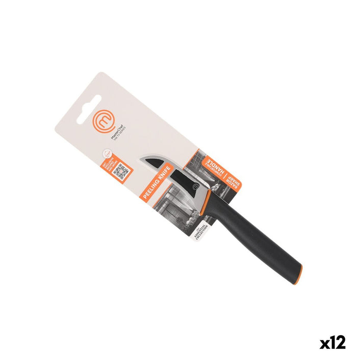 Peeler Knife MasterChef Black Silver Stainless steel 7,5 cm (12 Units)
