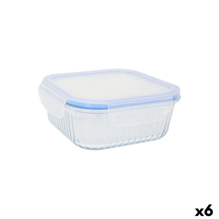 Lunch box Quttin Textury Transparent Borosilicate Glass 1,1 L (6 Units)