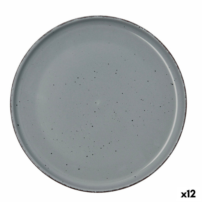 Flat Plate Quid Duna Grey Ceramic 26,5 x 2,8 cm (12 Units)