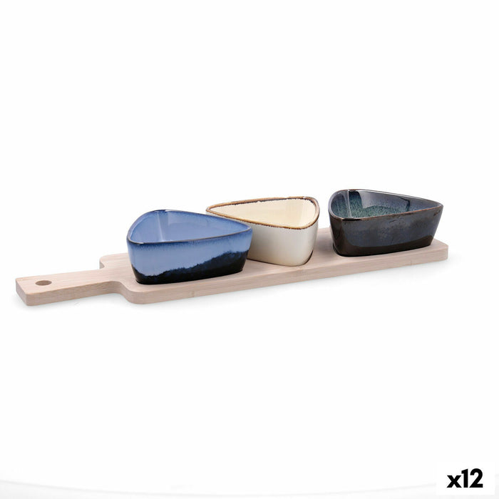 Appetizer Set Bidasoa Moana Multicolour Ceramic 34 x 9,5 x 4,5 cm 4 Pieces (12 Units)