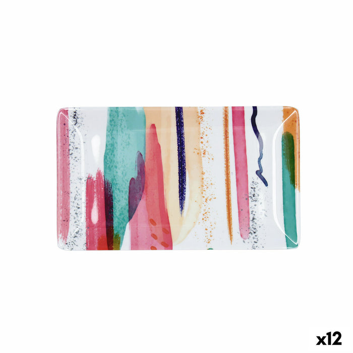 Snack tray Quid Acuarela Pink 25 x 15 x 2 cm (12 Units)