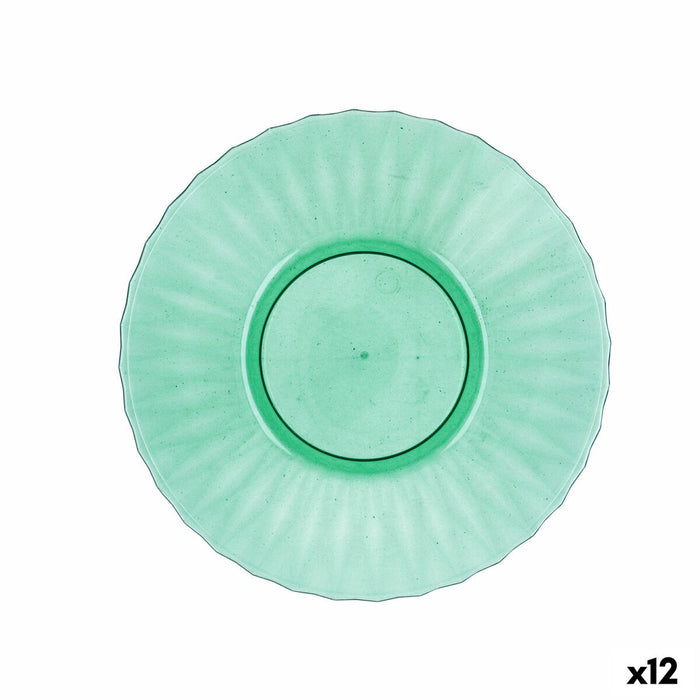 Flat Plate Quid Iris Green Plastic Ø 19 cm (12 Units)