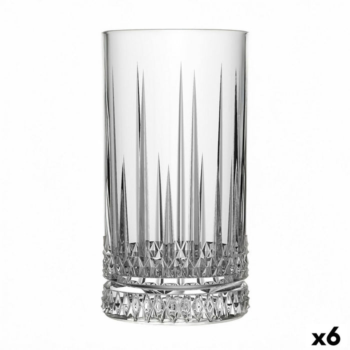 Glass Quid Style Transparent Glass Stripes 460 ml (6 Units)