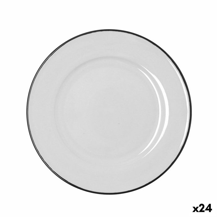 Flat Plate Bidasoa Glacial Filo White Ceramic Ø 25 cm (24 Units)