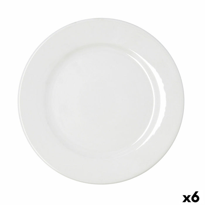 Flat Plate Bidasoa Serenity Hydrozero White Ceramic Ø 30 cm (6 Units)
