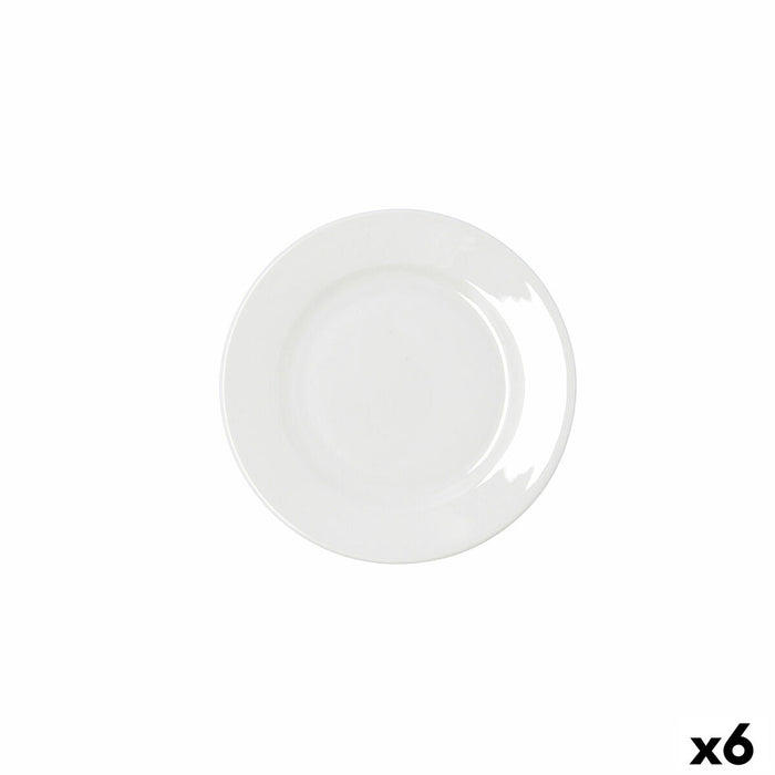 Flat Plate Bidasoa Serenity Hydrozero White Ceramic Ø 17 cm (6 Units)