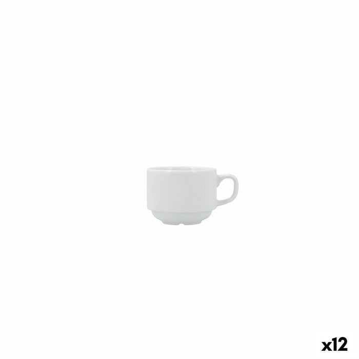 Tea and coffee cup Bidasoa Serenity Hydrozero White Ceramic 90 ml (12 Units)