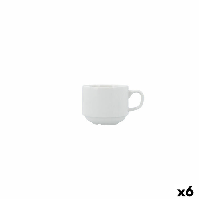 Tea and coffee cup Bidasoa Serenity Hydrozero White Ceramic 200 ml (6 Units)