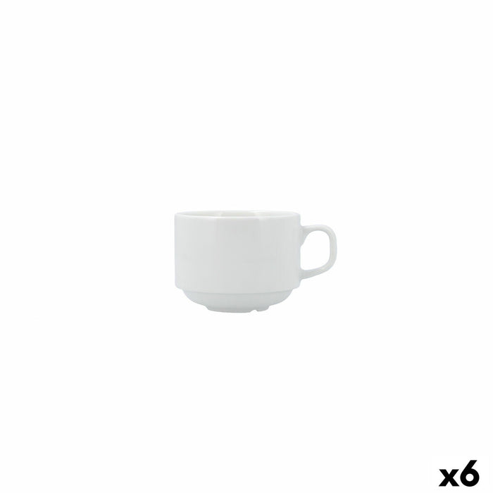 Tea and coffee cup Bidasoa Serenity Hydrozero White Ceramic 230 ml (6 Units)