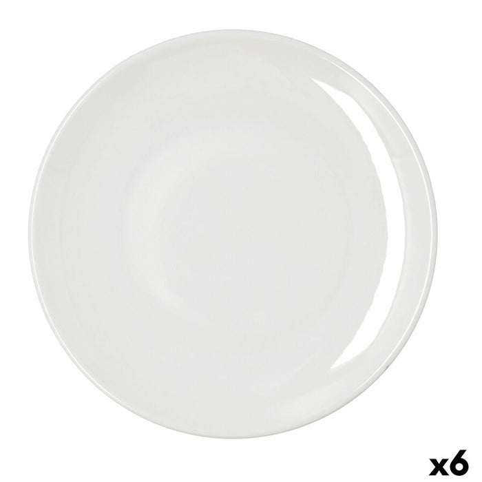 Flat Plate Bidasoa Harmony Hydrozero White Ceramic Ø 30 cm (6 Units)